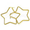 Stainless Steel Large Hoop, Star Design, Polished, Golden Finish, 02.356.0005.55