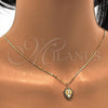 Oro Laminado Pendant Necklace, Gold Filled Style Anchor Design, with White Opal and Black Micro Pave, Polished, Golden Finish, 04.63.1326.3.18