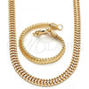 Oro Laminado Necklace and Bracelet, Gold Filled Style Chunky Design, Polished, Golden Finish, 06.179.0003