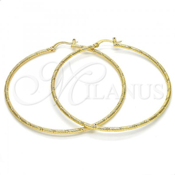 Oro Laminado Large Hoop, Gold Filled Style Diamond Cutting Finish, Golden Finish, 02.168.0039.60