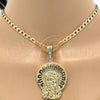 Oro Laminado Religious Pendant, Gold Filled Style Jesus Design, Diamond Cutting Finish, Golden Finish, 5.186.004