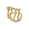 Oro Laminado Multi Stone Ring, Gold Filled Style with White Cubic Zirconia, Polished, Golden Finish, 01.155.0043.09 (Size 9)