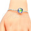 Rhodium Plated Individual Bangle, with Paradise Shine Swarovski Crystals, Polished, Rhodium Finish, 07.239.0010.1 (02 MM Thickness, One size fits all)