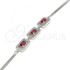 Sterling Silver Fancy Bracelet, with Ruby Cubic Zirconia and White Micro Pave, Polished, Rhodium Finish, 03.286.0013.1.07