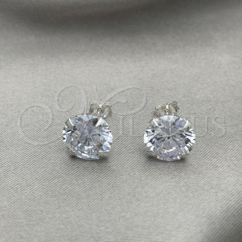 Sterling Silver Stud Earring, with White Cubic Zirconia, Polished, Silver Finish, 02.401.0054.10