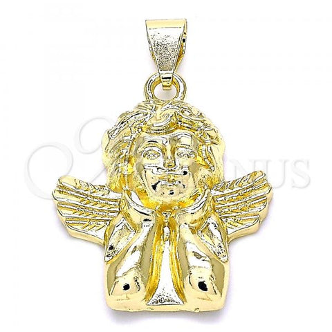 Oro Laminado Religious Pendant, Gold Filled Style Angel Design, Polished, Golden Finish, 05.213.0098