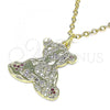 Oro Laminado Fancy Pendant, Gold Filled Style Teddy Bear Design, with Multicolor Micro Pave, Polished, Golden Finish, 05.381.0005