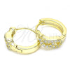 Sterling Silver Huggie Hoop, with White Cubic Zirconia, Polished, Golden Finish, 02.332.0072.1.12