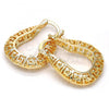 Oro Laminado Small Hoop, Gold Filled Style Greek Key Design, Polished, Golden Finish, 02.170.0116.20
