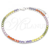 Sterling Silver Tennis Bracelet, with Multicolor Cubic Zirconia, Polished, Rhodium Finish, 03.332.0003.07