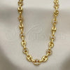 Oro Laminado Fancy Necklace, Gold Filled Style Puff Mariner Design, with White Micro Pave, Polished, Golden Finish, 04.63.1406.30