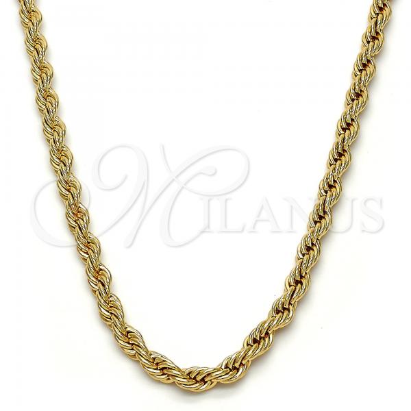 Gold Tone Basic Necklace, Rope Design, Polished, Golden Finish, 04.242.0040.28GT