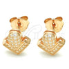 Sterling Silver Stud Earring, with White Micro Pave, Polished, Rose Gold Finish, 02.286.0025.1