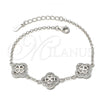 Sterling Silver Fancy Bracelet, Flower Design, with  Micro Pave, Rhodium Finish, 03.176.0007