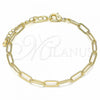 Oro Laminado Basic Bracelet, Gold Filled Style Paperclip Design, Polished, Golden Finish, 04.63.1395.07