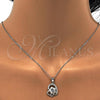 Sterling Silver Earring and Pendant Adult Set, Flower Design, with White Cubic Zirconia, Polished, Rhodium Finish, 10.285.0009