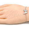 Sterling Silver Fancy Bracelet, Butterfly Design, with White Cubic Zirconia, Polished, Rhodium Finish, 03.336.0058.07