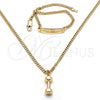 Oro Laminado Earring and Pendant Children Set, Gold Filled Style Polished, Golden Finish, 06.63.0194