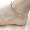 Oro Laminado Basic Anklet, Gold Filled Style Miami Cuban Design, Polished, Golden Finish, 04.63.1400.10