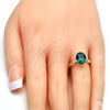 Oro Laminado Multi Stone Ring, Gold Filled Style with Emerald Swarovski Crystals, Polished, Golden Finish, 01.239.0004.6 (One size fits all)
