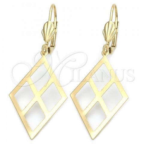 Oro Laminado Dangle Earring, Gold Filled Style Filigree Design, Golden Finish, 5.088.012