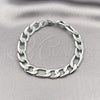 Stainless Steel Basic Bracelet, Figaro Design, Diamond Cutting Finish, Steel Finish, 03.116.0037.09