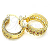 Oro Laminado Small Hoop, Gold Filled Style with Garnet and White Cubic Zirconia, Polished, Golden Finish, 02.210.0288.1.20