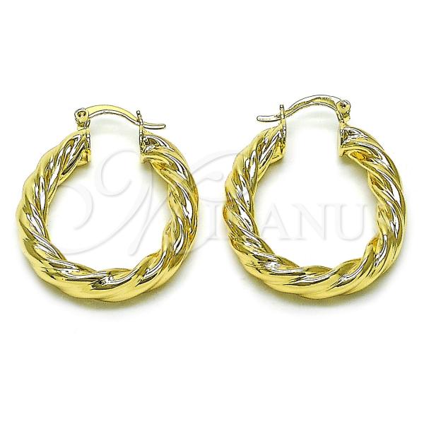 Oro Laminado Medium Hoop, Gold Filled Style and Hollow Polished, Golden Finish, 02.170.0494.30