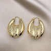 Oro Laminado Medium Hoop, Gold Filled Style Greek Key and Hollow Design, Polished, Golden Finish, 02.170.0424.35