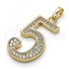 Oro Laminado Fancy Pendant, Gold Filled Style with White Cubic Zirconia, Polished, Golden Finish, 05.185.0025