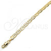 Oro Laminado Basic Necklace, Gold Filled Style Pave Mariner Design, Matte Finish, Golden Finish, 04.63.1365.24