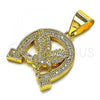 Oro Laminado Fancy Pendant, Gold Filled Style Eagle Design, with White Micro Pave, Polished, Golden Finish, 05.342.0101