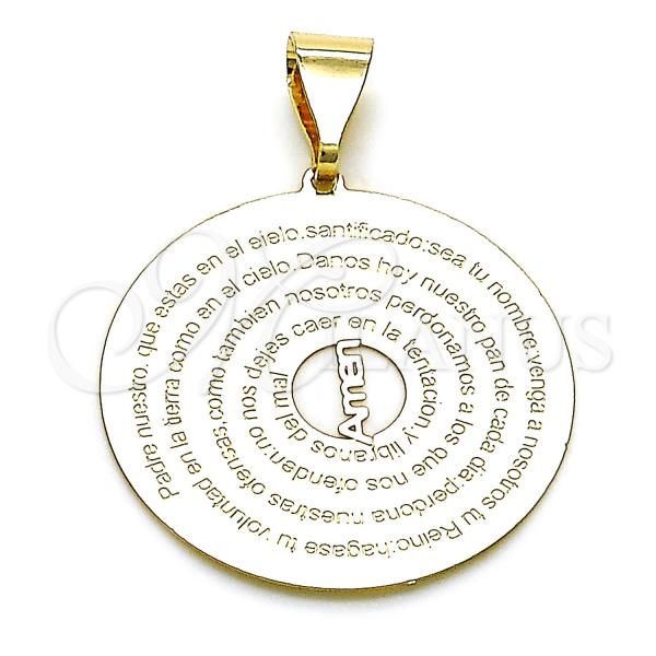 Oro Laminado Religious Pendant, Gold Filled Style Polished, Golden Finish, 05.63.1167