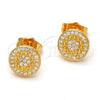 Oro Laminado Stud Earring, Gold Filled Style with White Micro Pave, Polished, Golden Finish, 02.282.0007