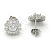 Sterling Silver Stud Earring, with White Cubic Zirconia, Polished, Rhodium Finish, 02.175.0111