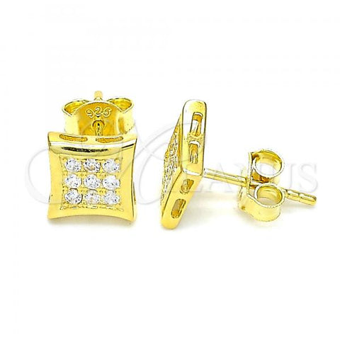 Sterling Silver Stud Earring, with White Cubic Zirconia, Polished, Golden Finish, 02.369.0022.2