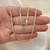 Oro Laminado Basic Necklace, Gold Filled Style Curb Design, Polished, Golden Finish, 04.213.0147.22