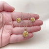 Oro Laminado Earring and Pendant Adult Set, Gold Filled Style Flower Design, Matte Finish, Golden Finish, 10.342.0260