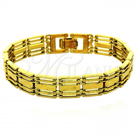 Oro Laminado Solid Bracelet, Gold Filled Style Diamond Cutting Finish, Golden Finish, 5.019.007.1