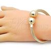 Oro Laminado Individual Bangle, Gold Filled Style Ball and Twist Design, Polished, Golden Finish, 07.163.0002