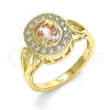 Oro Laminado Multi Stone Ring, Gold Filled Style with Pink and White Cubic Zirconia, Polished, Golden Finish, 01.210.0120.1.07