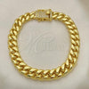 Oro Laminado Basic Bracelet, Gold Filled Style Miami Cuban Design, with White Cubic Zirconia, Polished, Golden Finish, 03.278.0004.09
