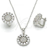 Sterling Silver Earring and Pendant Adult Set, with White Cubic Zirconia, Polished, Rhodium Finish, 10.175.0045