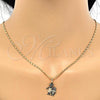 Oro Laminado Pendant Necklace, Gold Filled Style Little Girl and Star Design, Polished, Golden Finish, 04.106.0001.20
