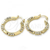 Oro Laminado Medium Hoop, Gold Filled Style with White Crystal, Polished, Golden Finish, 02.122.0098.30