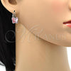 Rhodium Plated Leverback Earring, Butterfly Design, with Light Rose Swarovski Crystals, Polished, Rhodium Finish, 02.239.0011