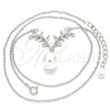 Sterling Silver Pendant Necklace, with White Cubic Zirconia and Ivory Pearl, Polished, Rhodium Finish, 04.336.0136.16