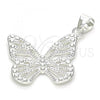 Sterling Silver Fancy Pendant, Butterfly Design, Polished,, 05.398.0026