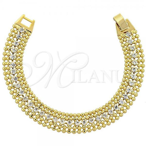 Oro Laminado Fancy Bracelet, Gold Filled Style with White Cubic Zirconia, Polished, Golden Finish, 5.019.009