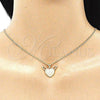 Oro Laminado Pendant Necklace, Gold Filled Style Heart Design, with White Micro Pave, Polished, Golden Finish, 04.156.0374.20